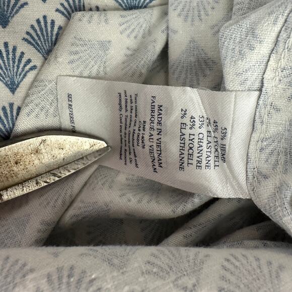 Faherty Mens Shirt Sz XXL Hemp Blend Geometric Coastal Casual Lightweight Summer - Picture 4 of 8